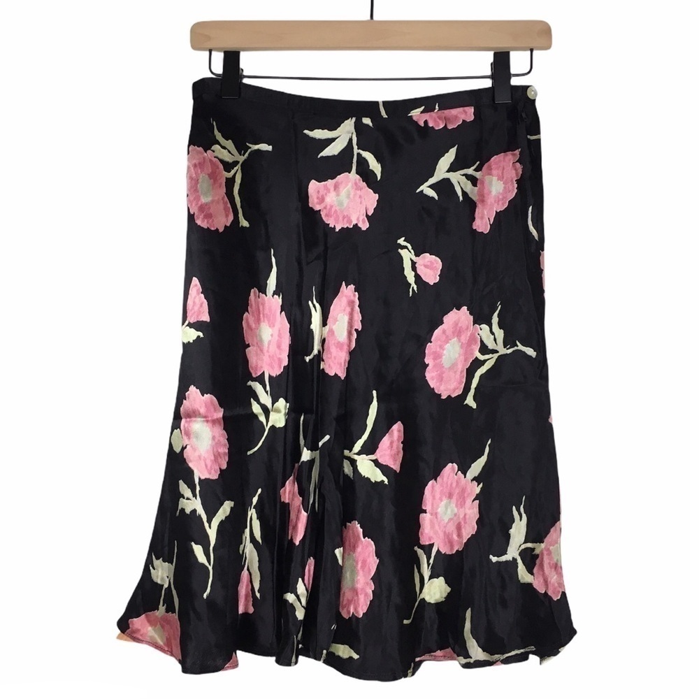 EXPRESS Skirt Vintage 90s Y2K Floral Silky Satin Shiny Fairy Core Size Medium